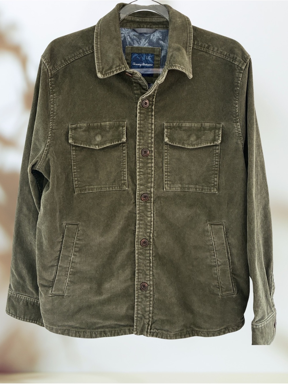 Tommy Bahama Camden Cord Shirt Jacket Men's S Olive Green Corduroy Shacket